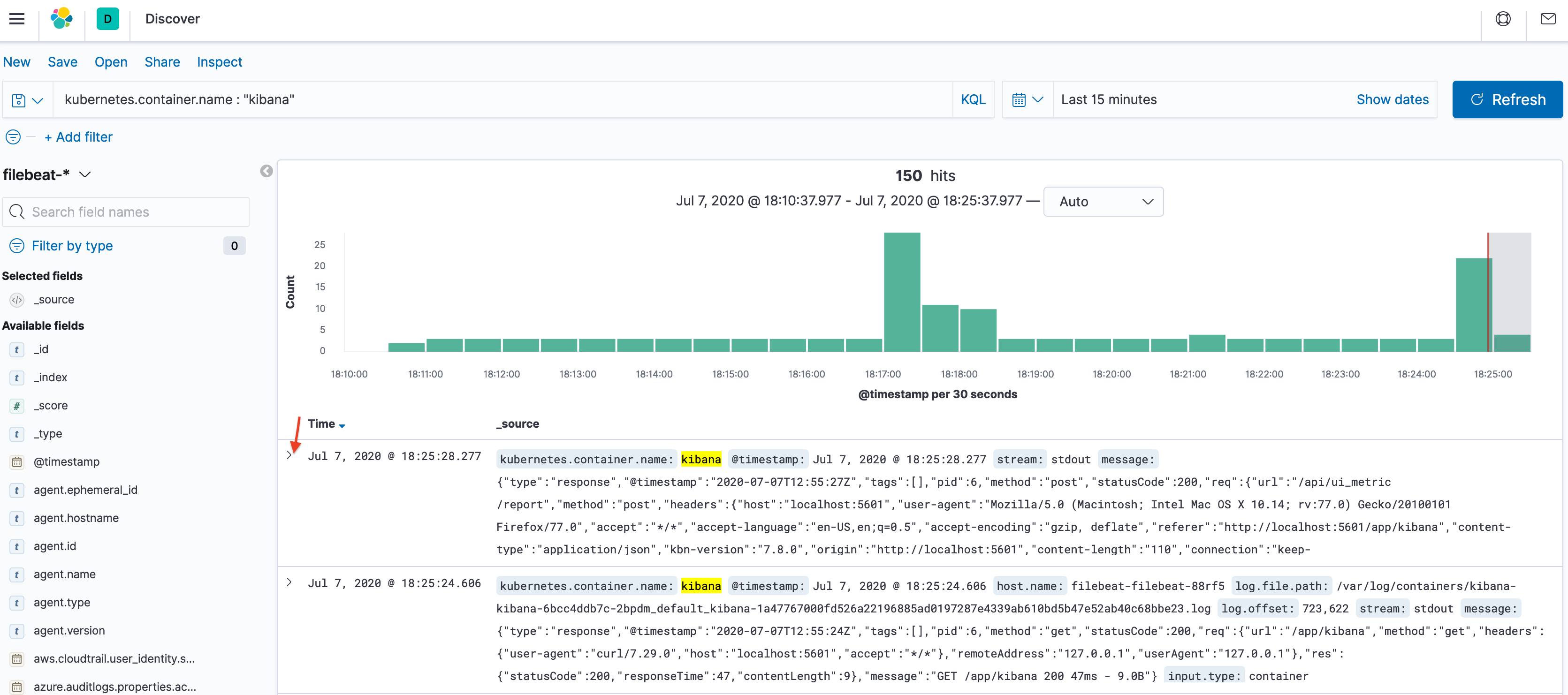 Kibana Open Log Event